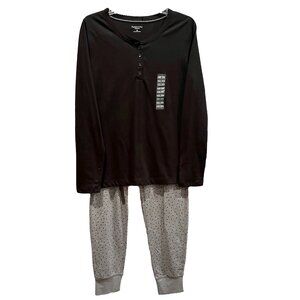 Relativity 2-Piece Black & Gray Pajama Set Women’s Medium
